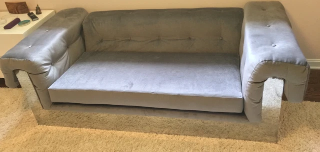Milo Baughman Thayer Coffin 1973 Chrome Base Chesterfield Loveseat.