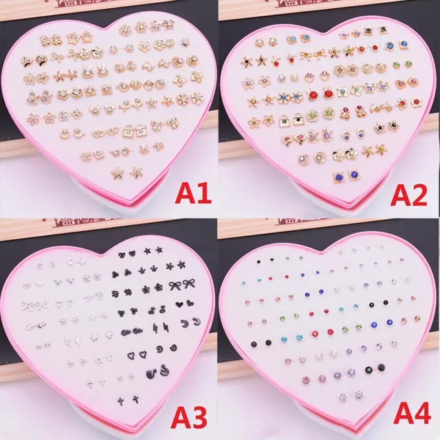 36 Pairs/set Cute Mixed Flower Pattern Stud Earrings For Kids Girls Jewelry Gift