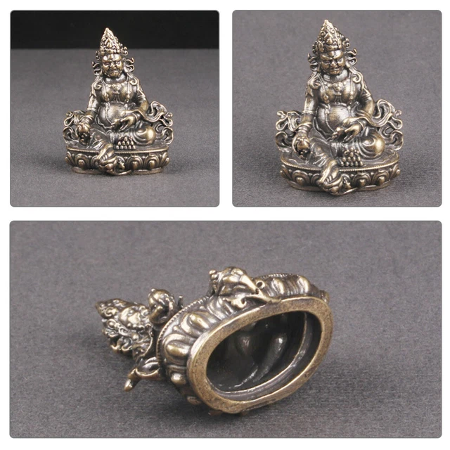 Brass Huang Caishen Good Luck Buddha Thai Sitting Statue Zen 3