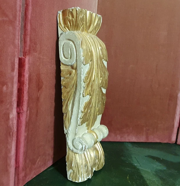 Gilt wood panel Corbel bracket Applique Antique architectural salvage 17.32
