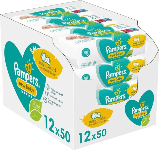 Pampers Baby Wipes Multipack, New Baby Sensitive, 600 Wet Wipes (12 x 50)