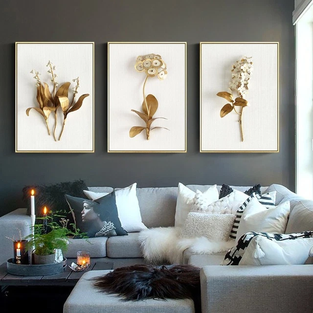 Regalo de Navidad Pintura Única Plantas Doradas Hoja Duradera
