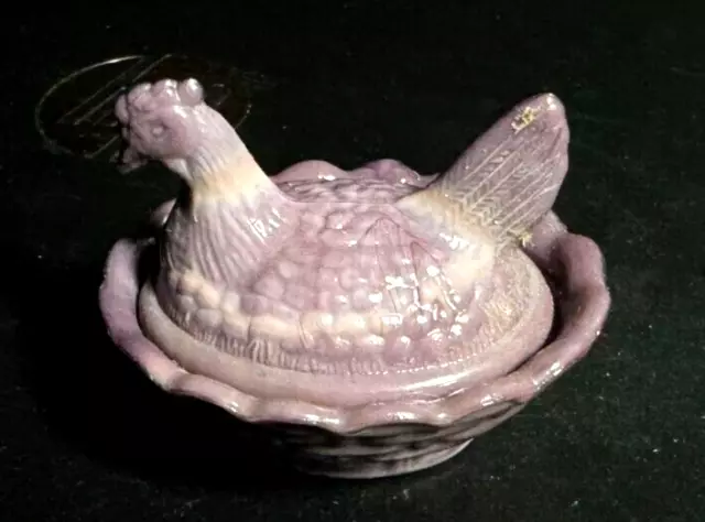 Boyd Glass Purple/Lilac Chick Hen Salt Covered Dish