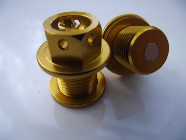 Magnetic CNC gold sump plug Oil Drain Bolt "Lockwire drilled" M14X 1.5 Yamaha