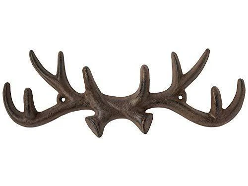 Comfify Vintage Cast Iron Deer Antlers Wall Hooks Antique Finish Metal Clothes