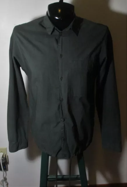 Men's HELMUT LANG Green "Drawstring Waist" Long Sleeve Shirt Size S NWOT