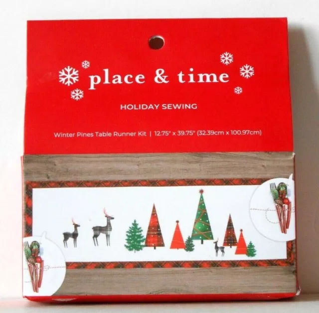 Jo-Ann Fabrics "Winter Pines Table Runner Kit" Holiday 12.75"" By 39.75" - Nip