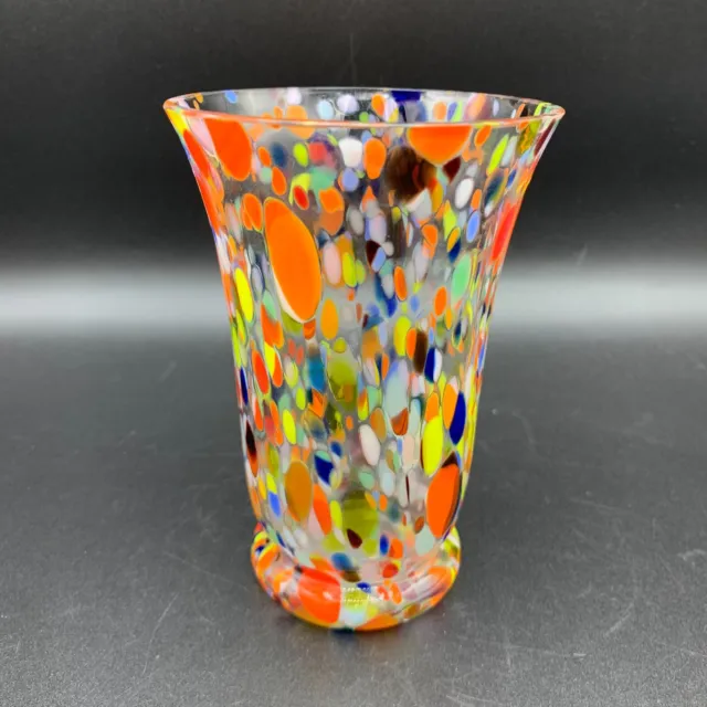 Handblown Murano Style Art Glass Multi-Coloured Drinking Glass or Vase Small 3