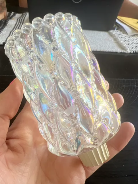 Vtg Hobnail Glass Cloche Clear Rainbow Bell Jar Votive Candle Holder Bubble