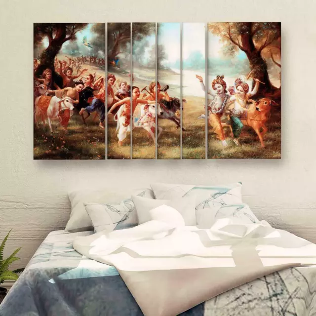 Designer Schöne Krishna Kunst Rahmen Grill Große Größe Wand Malerei 152x91.4cm