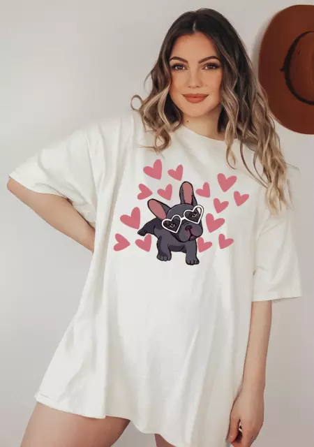 French Bulldog Heart Glasses Valentine Day Frenchie Dog Gift Unisex T-shirt
