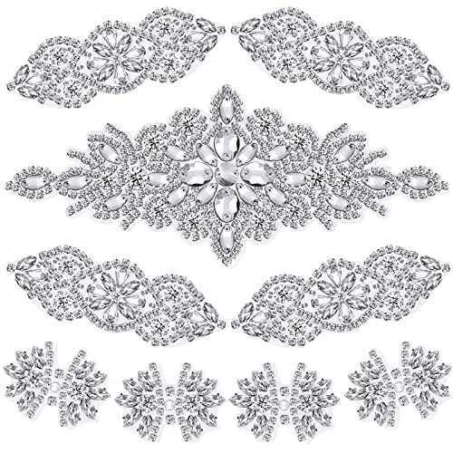 9 Pcs Rhinestone Applique Rhinestone Iron on Patch 3 Style Rhinestone Hot Fix...