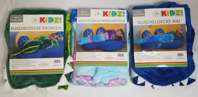 Kinder Kuscheldecke Decke Schlafsack Schlafanzug Meerjungfrau Krokodil Hai