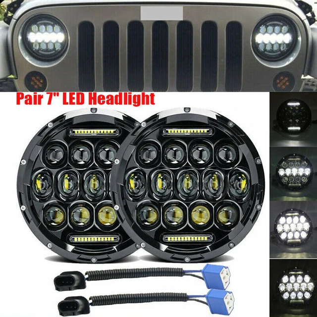 Coppia Fari Principali 7" 80W LED Angel Eyes per Jeep Wrangler Land Rover Hummer
