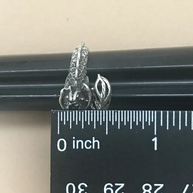 Wrapped Mystical Magic DRAGON Gothic Oxidized Mexican 925 Silver Taxco Ring Size 2