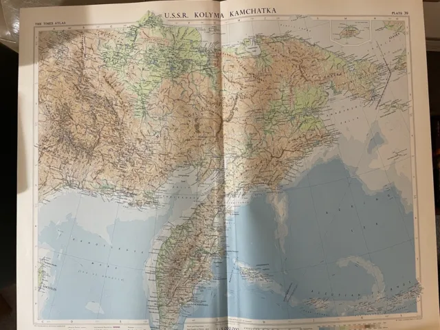 Map Of USSR Kolyma Kamchatka, Plate 39 Disbound 1959 Times Atlas Of The World