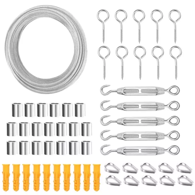 56 Pcs Stahlseil Kit,  304 Edelstahl Drahtseil Spanndraht 2Mm Stahlseil Ummantel