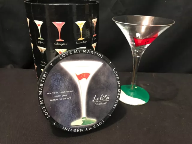 Lolita Love My Martini Glass 10 oz Hand Painted Martini Glass "GOLFTINI"