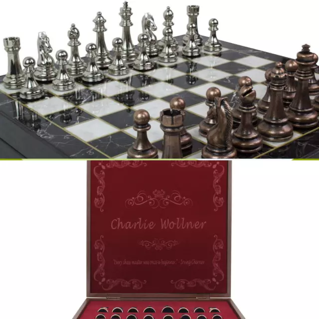 Personalized Luxury Chess Set - Boxed Custom Chess Set - Gift Idea for Him