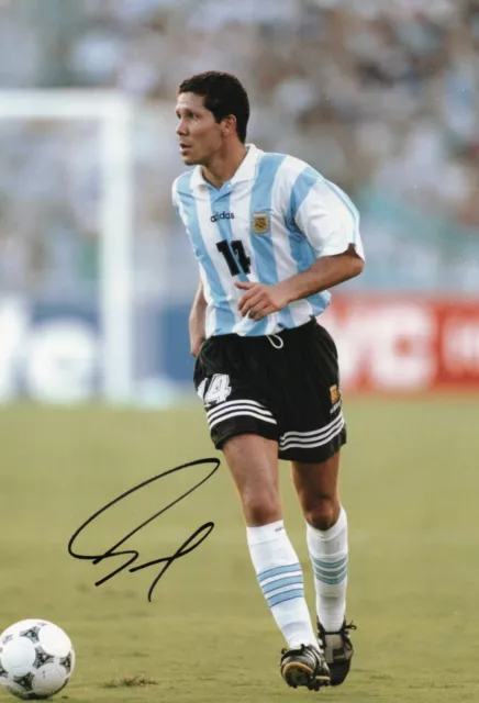 Signed Diego Simeone Argentina World Cup 12" x 8" photo w/COA Atletico Lazio