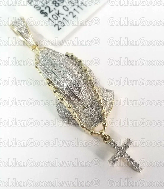 10K Yellow Gold Praying Pray Hand Hands Rosary Cross Religious Small 3D 1.5 Inch 10K Yellow Gold Praying Pray Hand Hands Rosary Cross Religious Small 3D 1.5 Inch