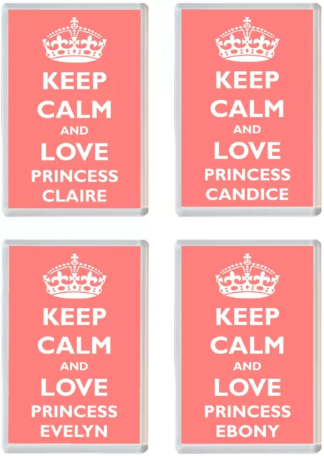 Keep Calm and Love Princess (LOTS OF NAMES) Jumbo Fridge Magnet - Present Gift