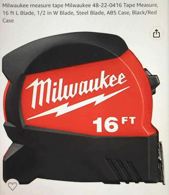 Milwaukee Tools 16' Compact Wide Blade Tape Measure 48-22-0416 2-Sided Printing