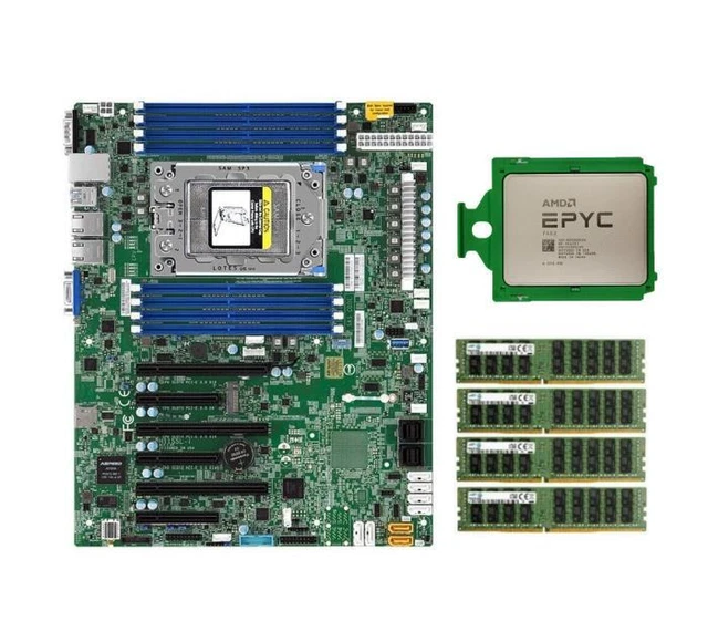 Combo Scheda Madre Supermicro H11SSL-i (SP3) + Processore AMD EPYC 7532 32 Core 3.3GHz. Usato, Testato.