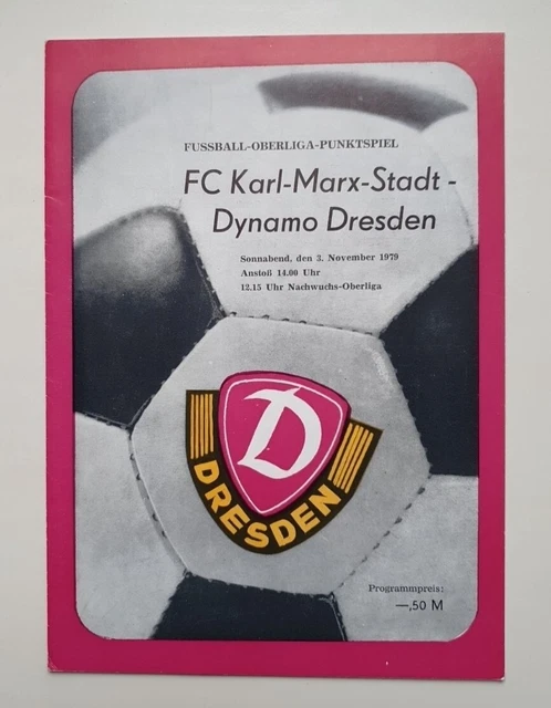 DDR FUSSBALL OBERLIGA Programm SG Dynamo Dresden FC Karl Marx Stadt