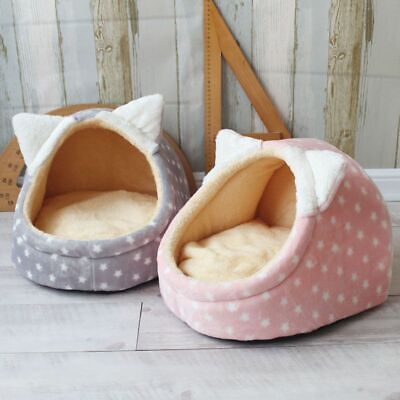 Indoor Dog House Bed Pet Kennel Soft Small Warm Collapsible Cave Cushion Winter