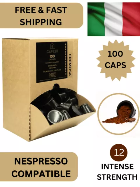 Cremosa Espresso Nespresso Machine Compatible Capsules Pods Intense x100 Pack