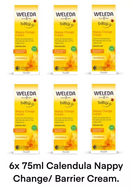 6x Premium Weleda Baby Calendula Nappy Cream 75ml BBE 08/23