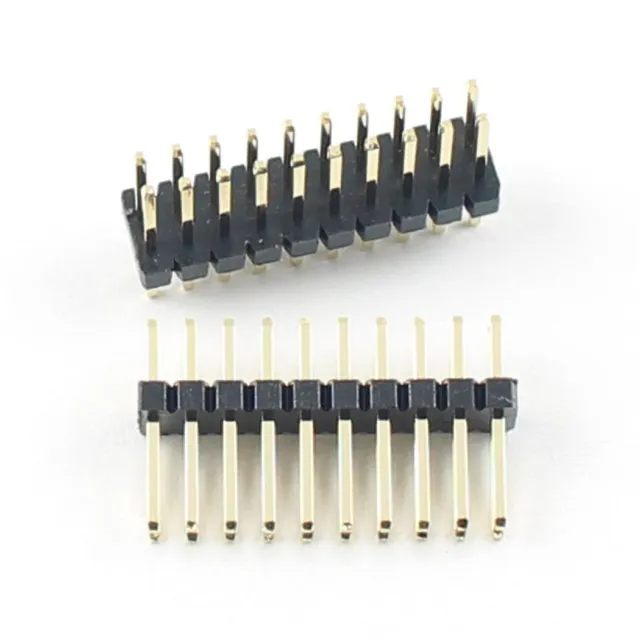 5Pcs Gold Plated 1.27mm Pitch 2x10 Pin 20 Pin Male Double Straight Header Strip