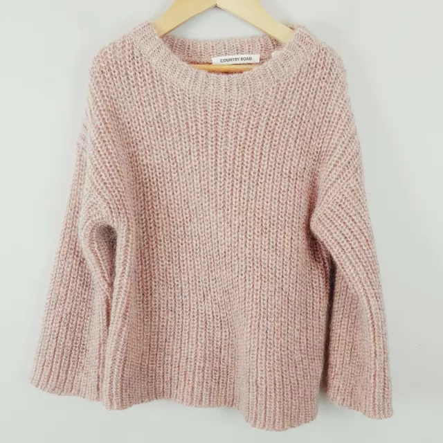 COUNTRY ROAD Girls Size 5  Dust Pink Metallic Fluffy Knit Jumper