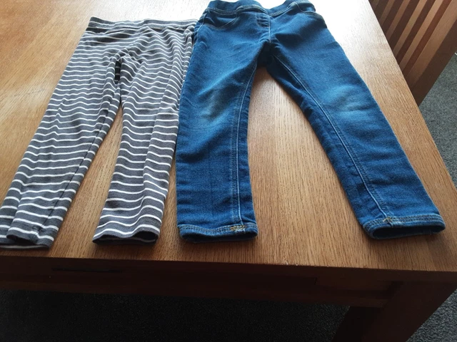 Twp Pairs Of Girls Jeggings/ Leggings Age 3-4  By  George/Nutmeg