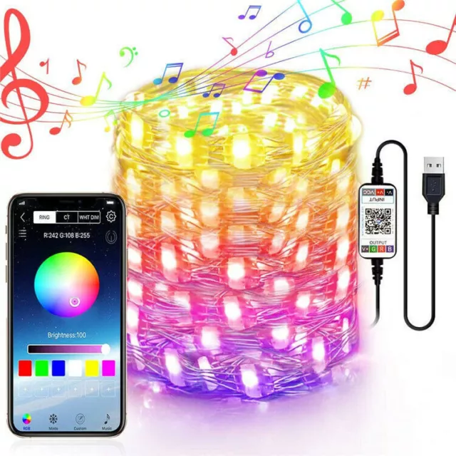 Bluetooth 20m USB Smart led RGB Weihnachtsbaum Lichterkette Party Lichter Lampe