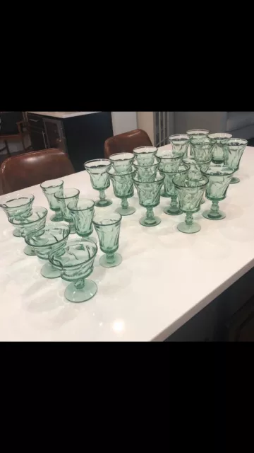 FOSTORIA "JAMESTOWN" Green Water goblet glass 24 available EXCELLENT condition