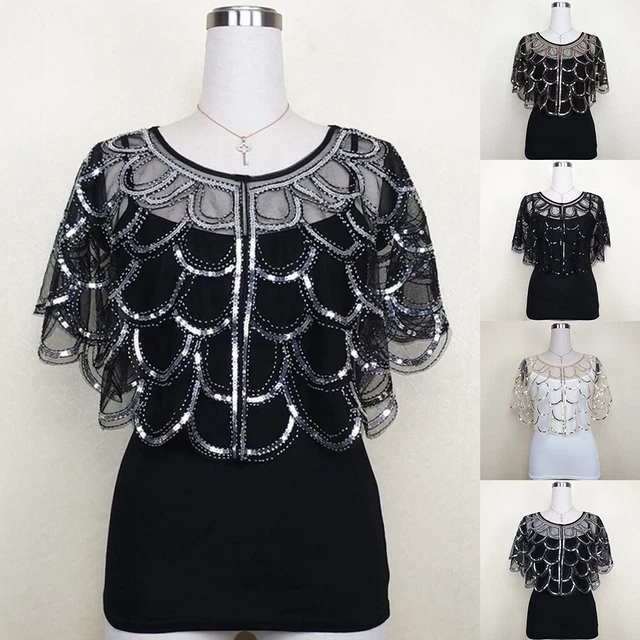 Châle Perlé Dentelle – Noir, Or, Or Noir, Pour Mariage, Soirée, Cosplay, Longueur Environ 36 Cm
