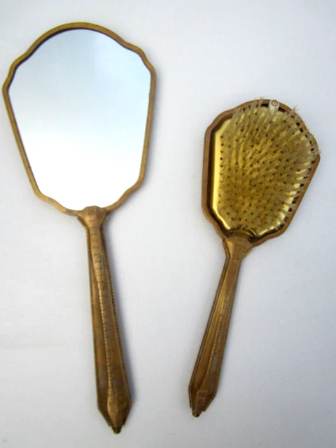 Ensemble Coiffure – Miroir à Main Et Brosse – Rose Métal – Neuf (état Occasion Selon Vendeur)