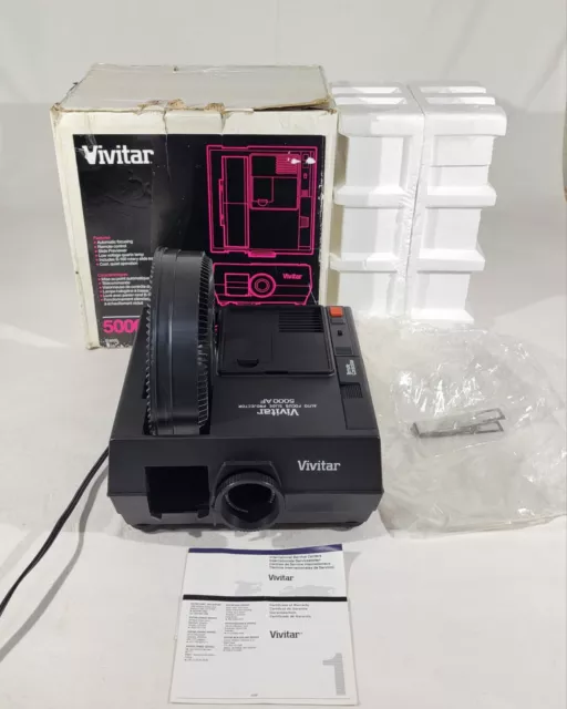 VIVITAR 5000AF Auto Focus 35mm Slide Projector w/ Box Tested & Working