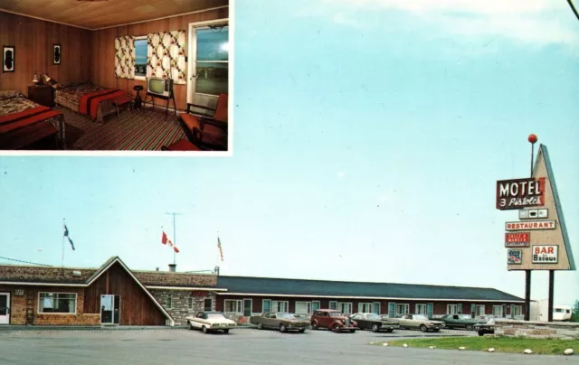 Vintage Postcard Motel 3 - Pistols Trois Pistoles (3 Pistols) Quebec Canada 1970