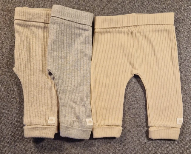 Pacchetto leggings a costine unisex bambino 0-3 mesi bambino bambina. Pantaloni neutri (94)