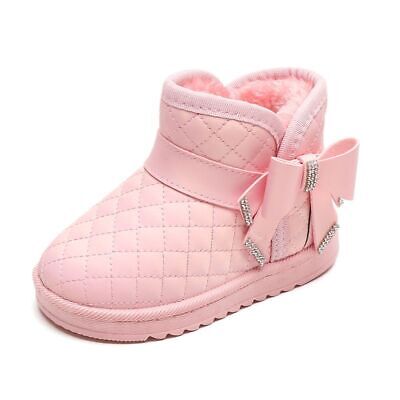 Baby Girls Kids Toddler Warm Ankle Snow Boots Winter Waterproof  Fur Lined Shoes