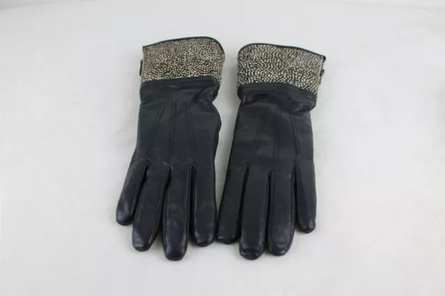 UGG Womens Animal Skin Smart Leather Glove Size Small Black Micro Dot