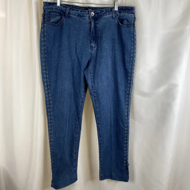 DENIM 24/7 WOMEN'S 16 Tapered Jeans Blue Stretch Denim Legs Laced High ...