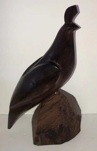 Hand Carved Ironwood Partridge Quail Sculpture 11”
