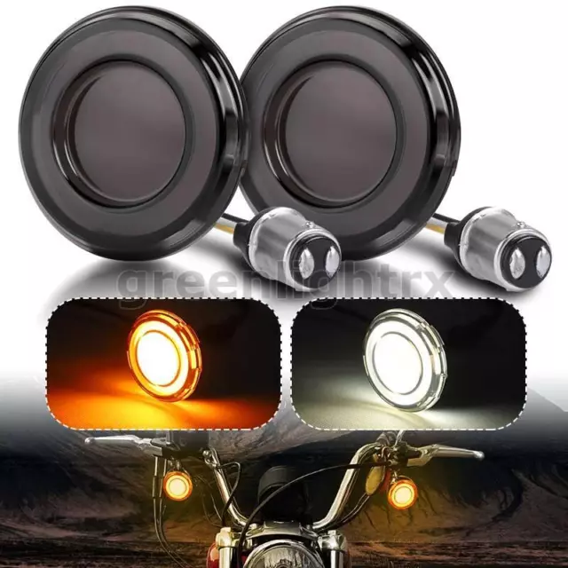 2PC 1157 Front LED Turn Signal Light DRL Amber White For Dyna Road Glide Touring