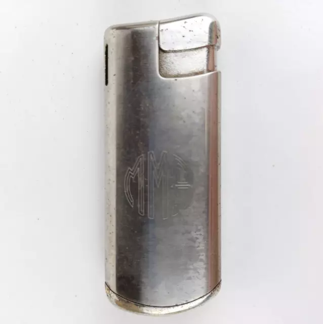 Vintage Colibri Butane Slim Silvertone Lighter Engraved Made in Korea