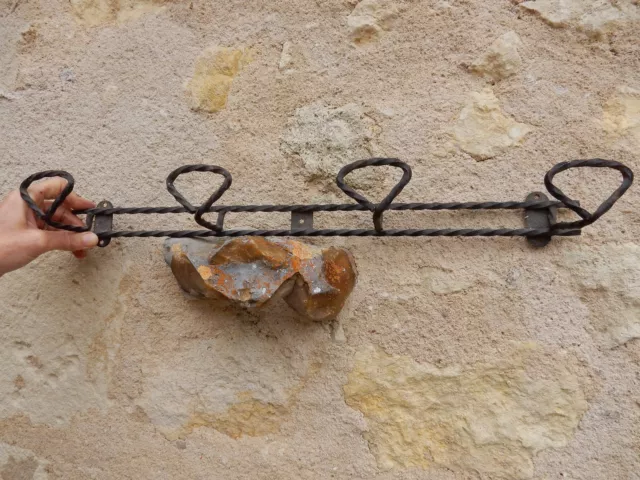Wrought Iron modernist style coat rack  58 cm long   stylish 1930 - 50s era