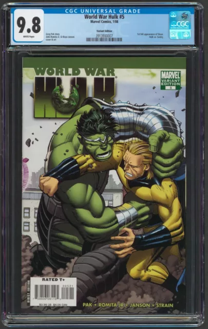 World War Hulk #5 Variant CGC 9.8 NM+/MT 1st Full Appearance Skaar 2008 Marvel